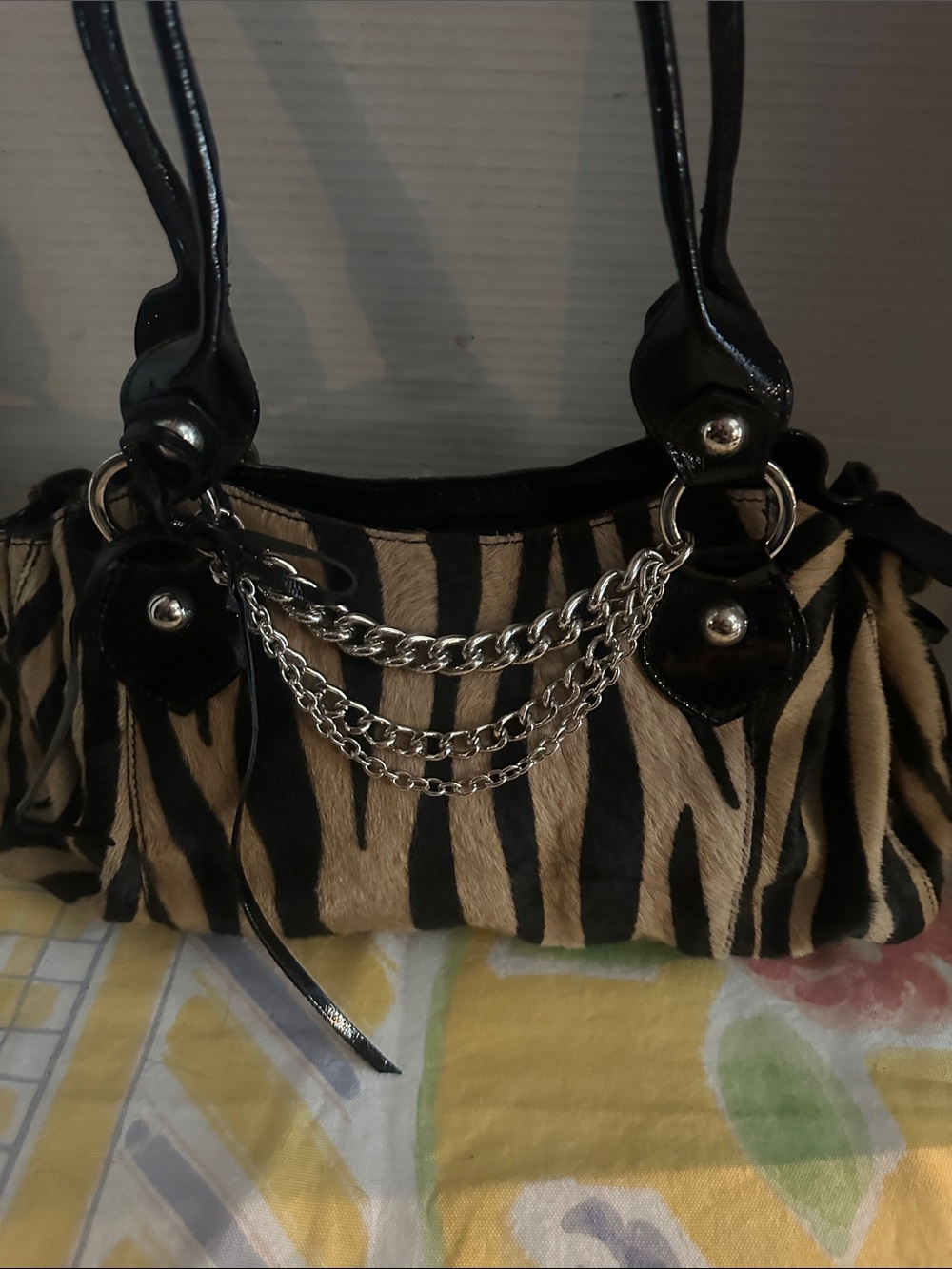 Roberta Gandolfi EUC Italian leather gen. Zebra hair  shoulder  bag